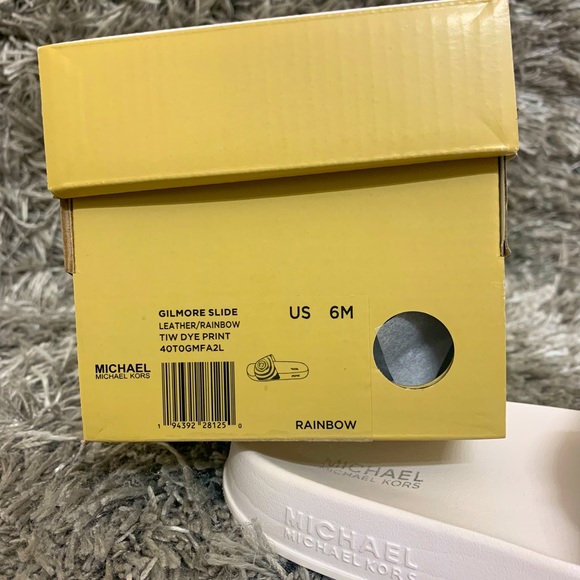 MICHAEL KORS GILMORE SLIDES TIE DYE RAINBOW Sz 6 - Picture 6 of 6